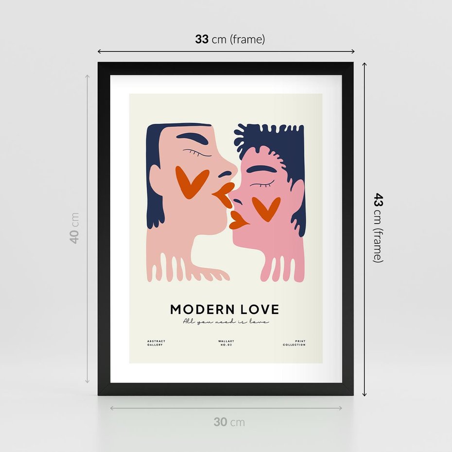 Plakat w ramie 30x40 - Miłość w Kompozycji - miłość, para zakochanych - rama czarna