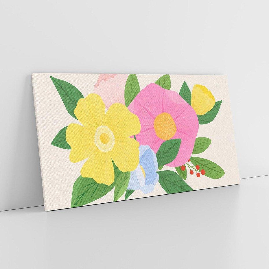 Obraz na płótnie 120x60 - Kwiatowy Uśmiech - kwiaty, akwarela