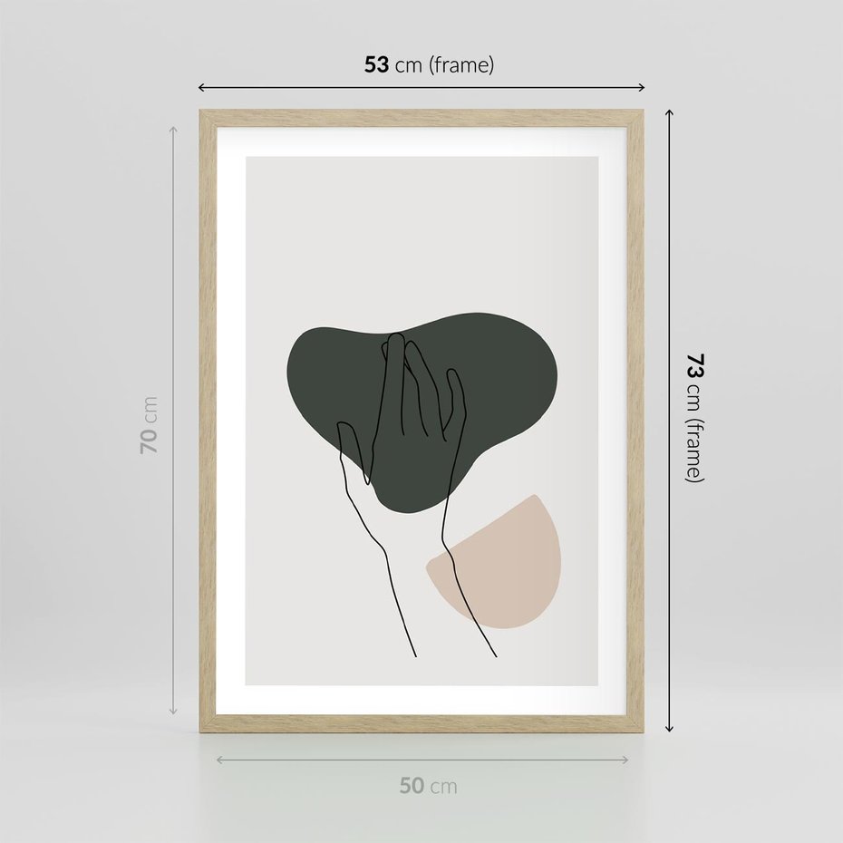 Plakat w ramie 50x70 - Bezczasowe Echo - szkic jedną linią, one line - rama drewno