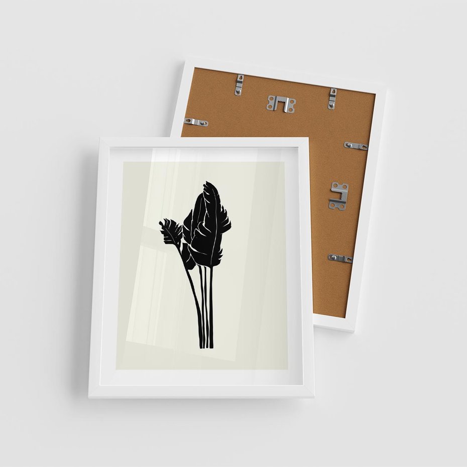 Plakat w ramie 40x50 - Elegancja Palm - nowoczesna sztuka, minimalistyczny styl - rama biała