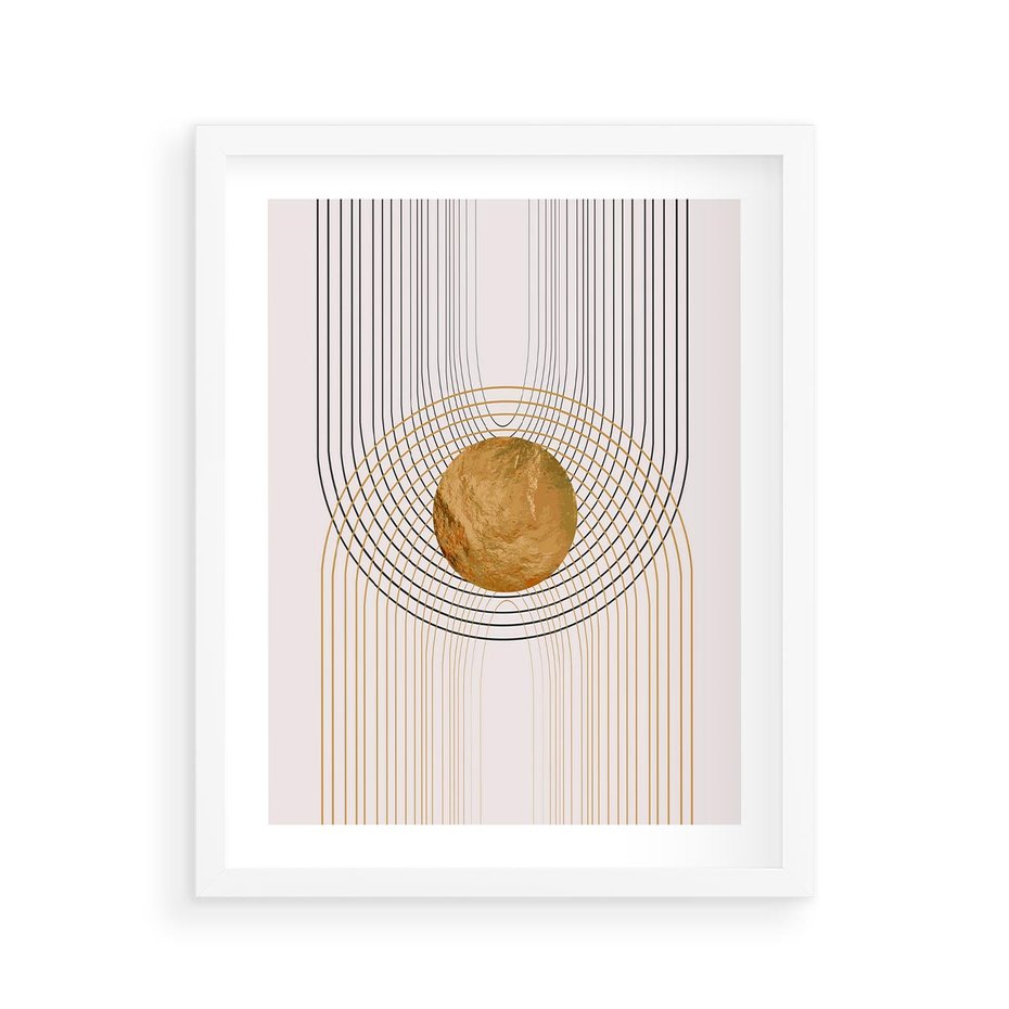 Plakat w ramie 40x50 - Złota Geometria - styl modern, złoto - rama biała