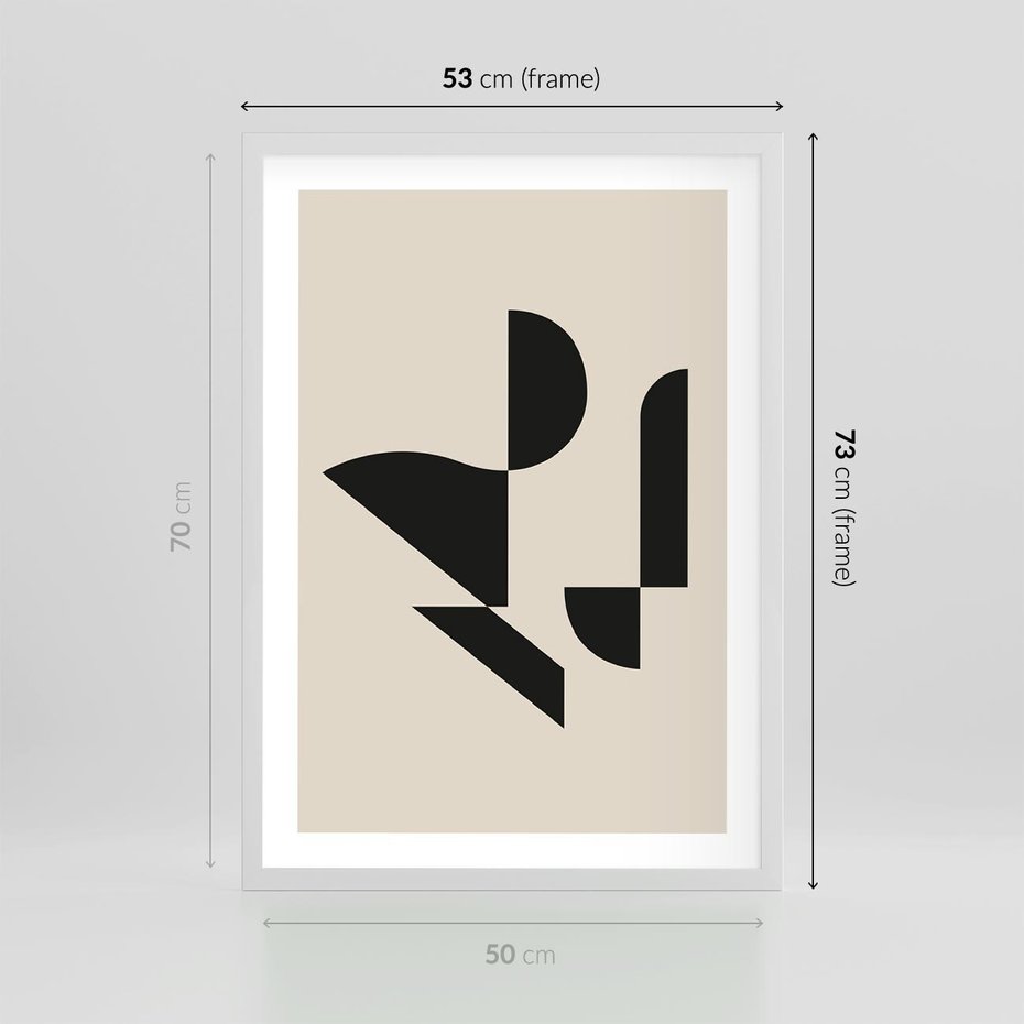 Plakat w ramie 50x70 - Rozkwitająca Abstrakcja - abstrakcyjne geometryczne kształty, minimalizm - rama biała