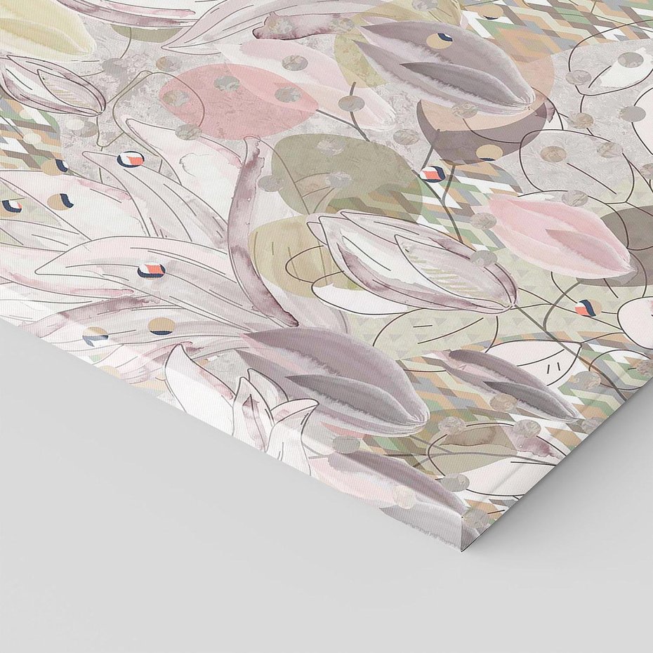 Obraz na płótnie 60x60 - Pejzaże zatajonej duszy - połączenie tekstur, roślinne motywy