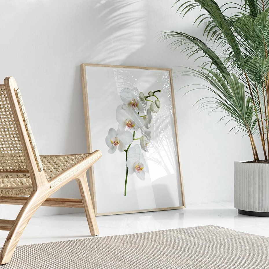 Plakat w ramie 40x50 - Ekskluzywny Relaks - storczyk, spa - rama drewno