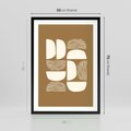 Plakat w ramie 50x70 - Wewnętrzne Spektrum - geometryczne boho kształty na brązowym, karmelowym tle - rama czarna