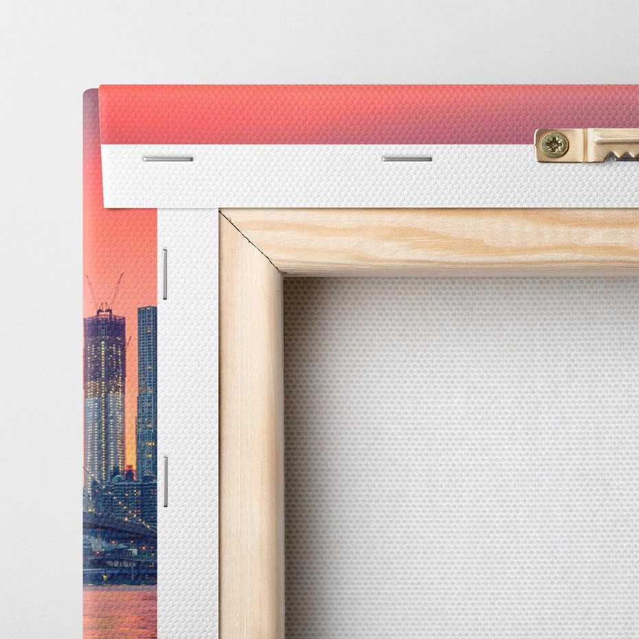 Obraz na płótnie 120x80 - Zachód słońca na moście w Nowym Jorku - zachód, słońca