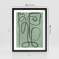Plakat w ramie 40x50 - Zielone Wariacje w Liniach - abstrakcyjne zielone linie, skandynawski design - rama czarna
