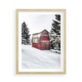 Plakat w ramie 50x70 - Domek w Śnieżnych Górach - domek, góry - rama drewno
