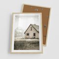 Plakat w ramie 50x70 - Ciepła Atmosfera - dom, stary dom w górach - rama drewno