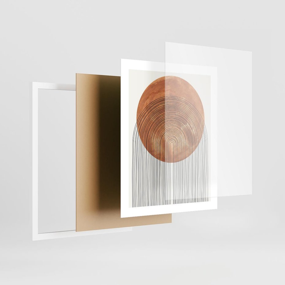 Plakat w ramie 40x50 - Złote Akcenty - nowoczesna sztuka, modern - rama biała