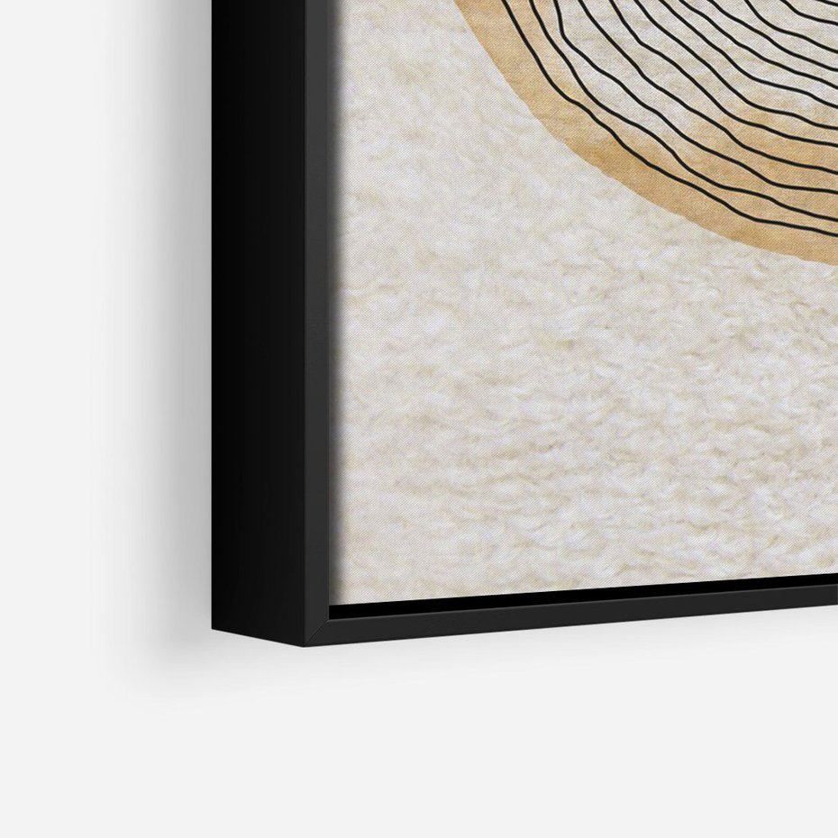 Obraz w ramie 70x100 - Zapisane w promieniach słońca - beżowe strukturalne tło, koła - rama czarna