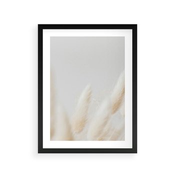 Plakat w ramie 30x40 - Biały Spokój - białe trawy, suche trawy pampas - rama czarna