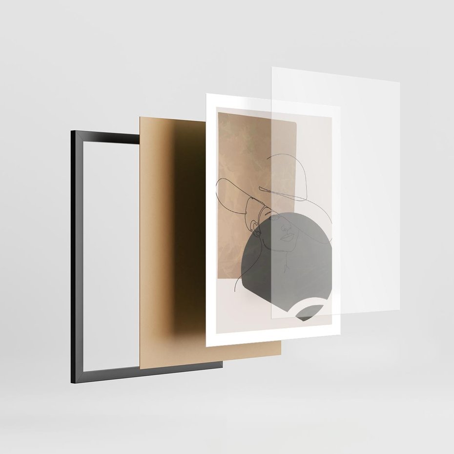 Plakat w ramie 50x70 - Geometryczna Elegancja: One Line - geometria, nowoczesna sztuka - rama czarna