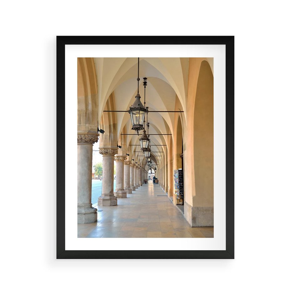 Plakat w ramie 40x50 - Uliczka w perspektywie czasu - uliczka, perspektywa - rama czarna
