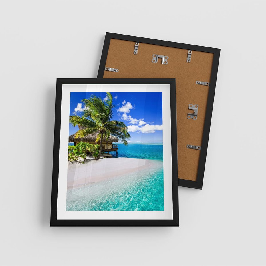 Plakat w ramie 40x50 - Zaklęte palmy tropików - palmy, ocean - rama czarna
