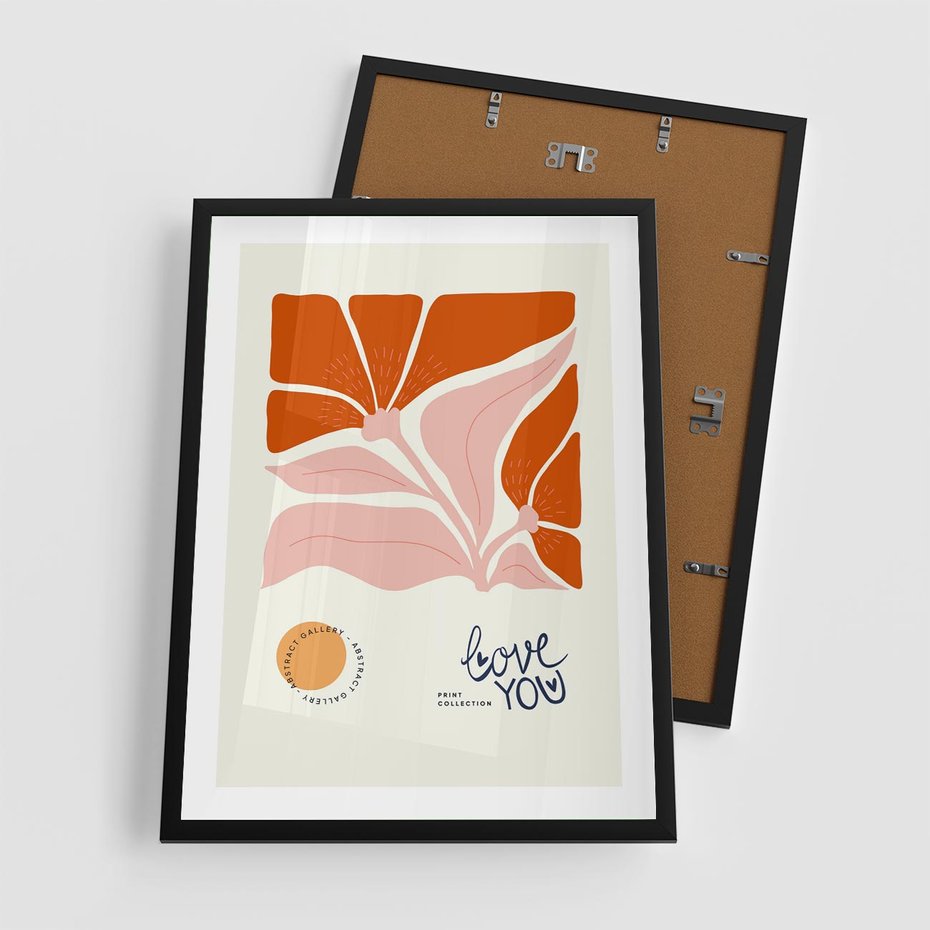 Plakat w ramie 50x70 - Miłość w Kwiatowym Sercu - kwiaty, miłość - rama czarna