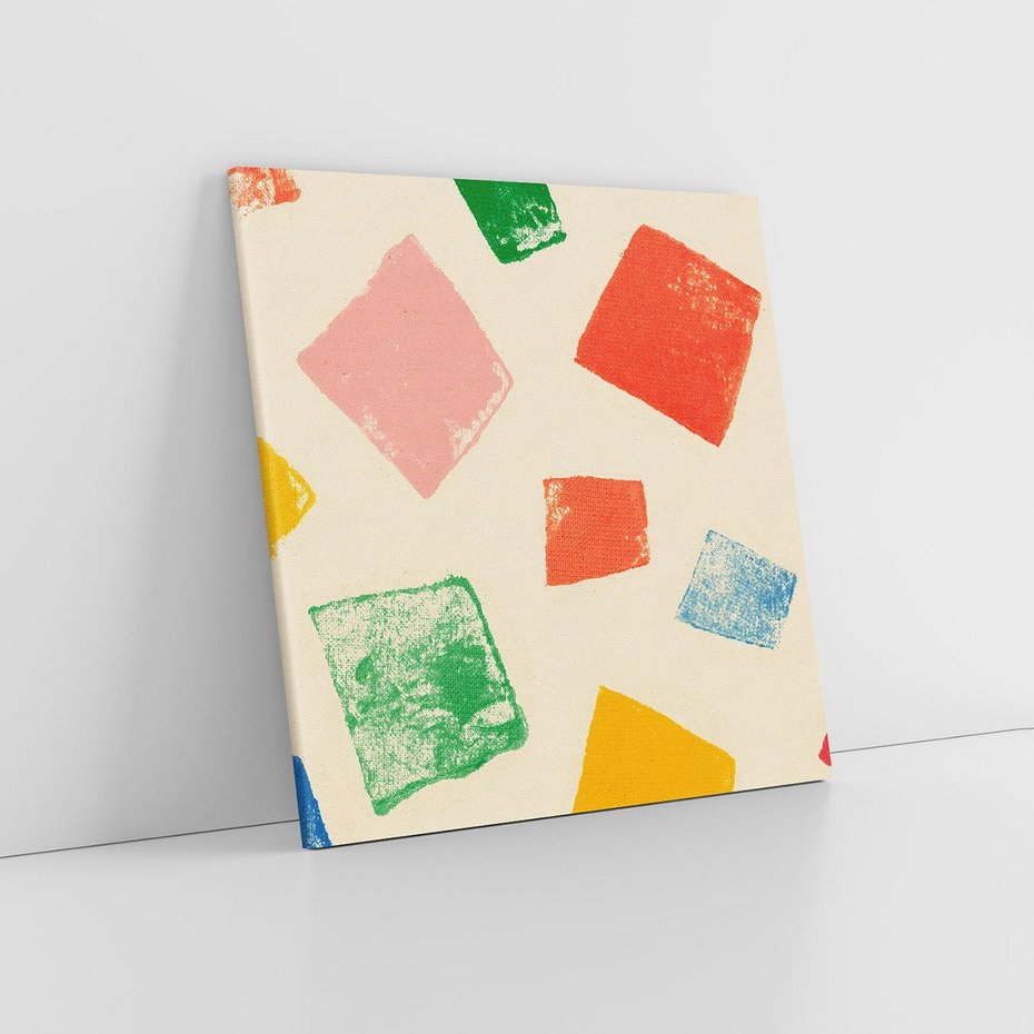 Obraz na płótnie 80x80 - Tęczowe Rytmy - kolorowe tęczowe kwadraty, wesoły kolaż