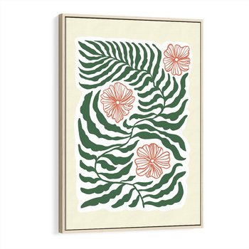 Obraz w ramie 50x70 - Migocące Wzory - abstrakcyjna kompozycja, paprocie - rama drewno