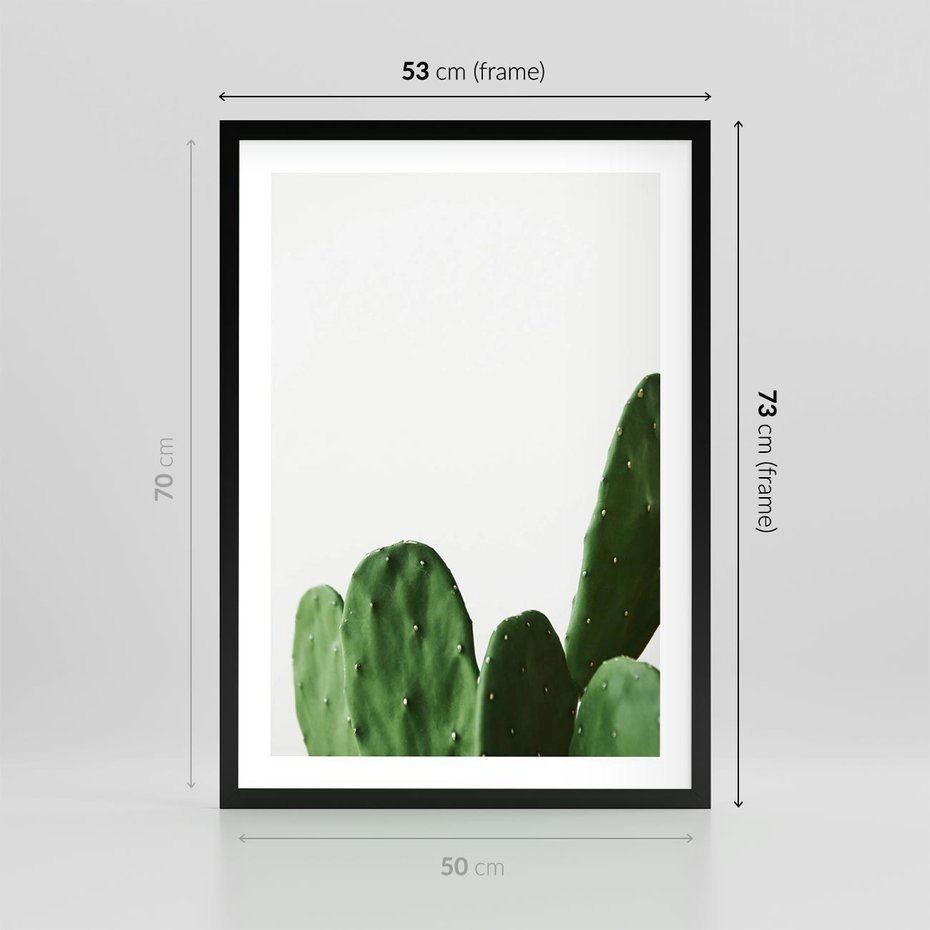 Plakat w ramie 50x70 - Minimalizm Natury - kaktus, zbliżenie - rama czarna