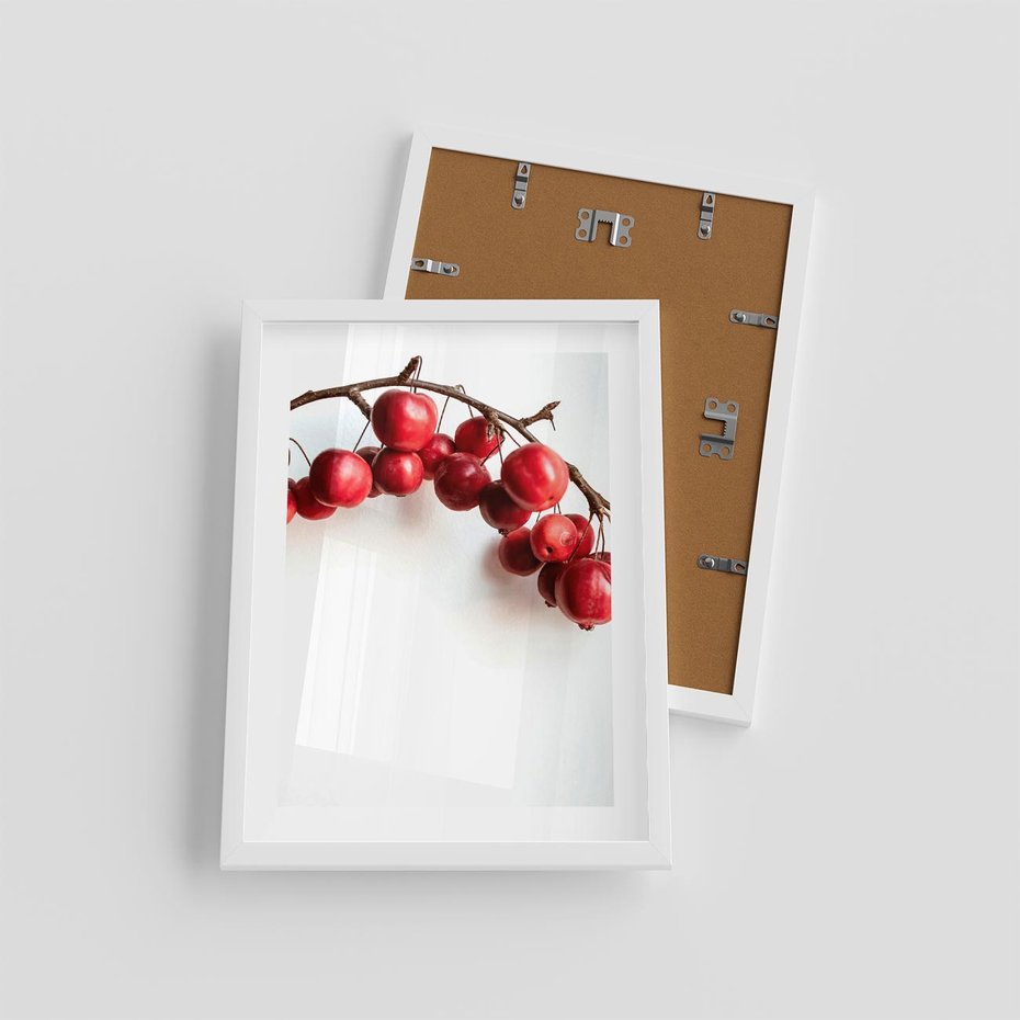 Plakat w ramie 30x40 - Jesienne Owoce - jarzębina, czerwone owoce - rama biała