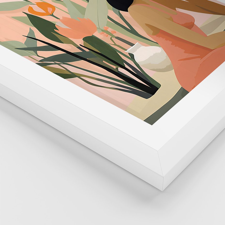 Zestaw obrazy w ramie 40x50 galeria - boho, liście, palmy, etniczne - rama biała