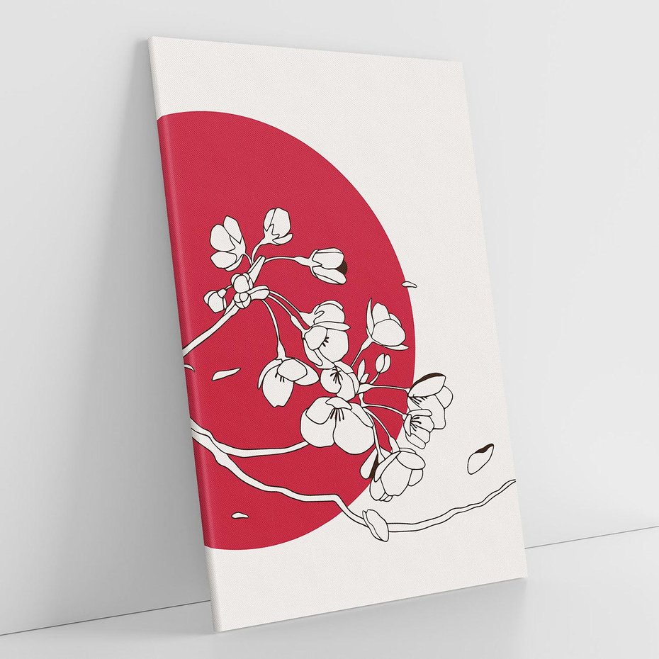 Obraz na płótnie 80x120 - Esencja Zen - kwiatnąca wiśnia, orientalna grafika