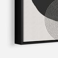 Obraz w ramie 50x50 - Migotliwa Opowieść - abstrakcyjna kompozycja, okręgi - rama czarna