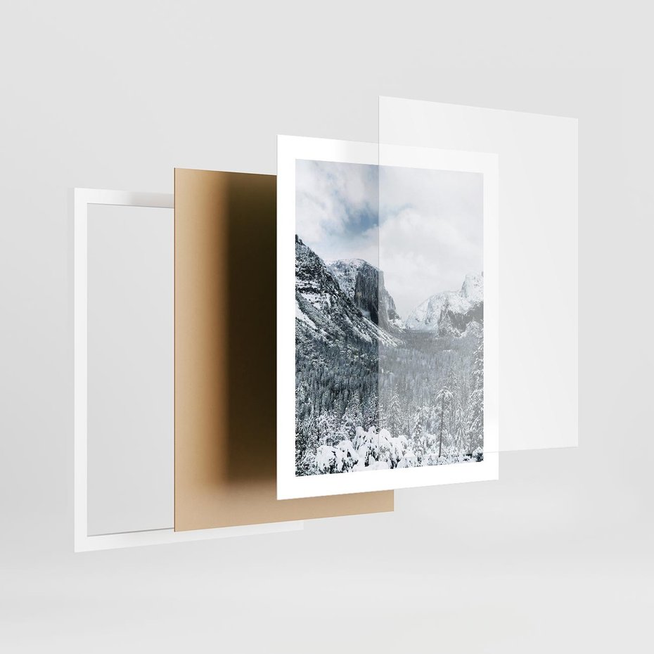 Plakat w ramie 40x50 - Góry Śnieżnej Krainy - góry, szczyty - rama biała