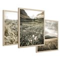 Zestaw obrazy w ramie 40x50 galeria - Boho, łąka, w, górach - rama drewno
