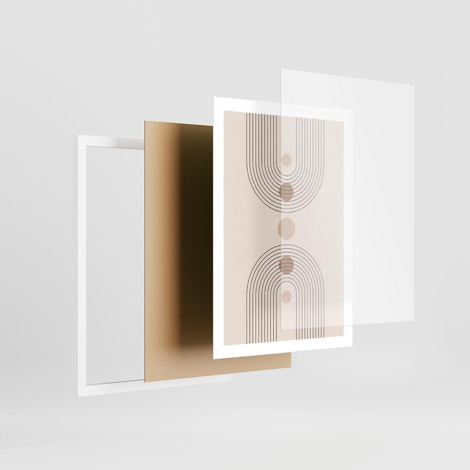 Plakat w ramie 50x70 - Zgeometryzowane Wizje - boho plakat, minimalizm - rama biała