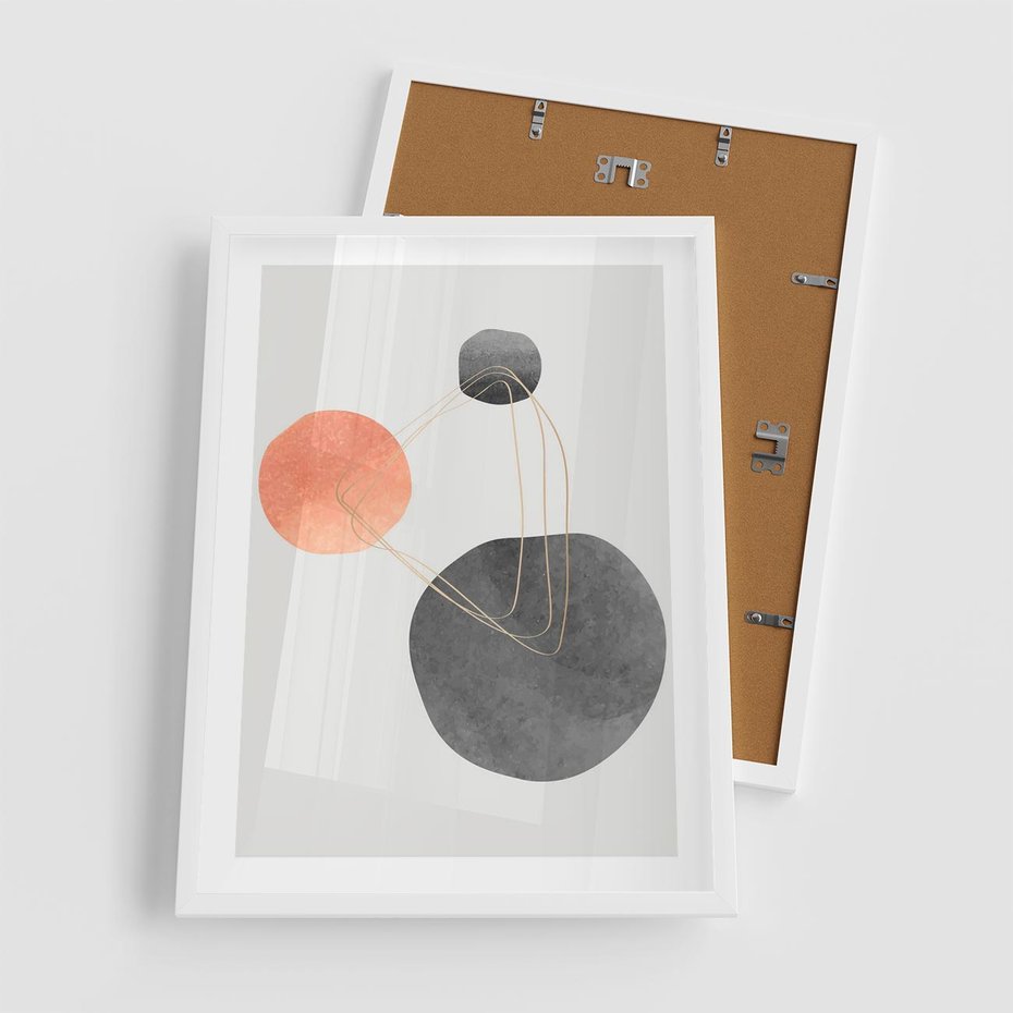 Plakat w ramie 50x70 - Złoty Blask Abstrakcji - abstrakcja, nowoczesny plakat - rama biała