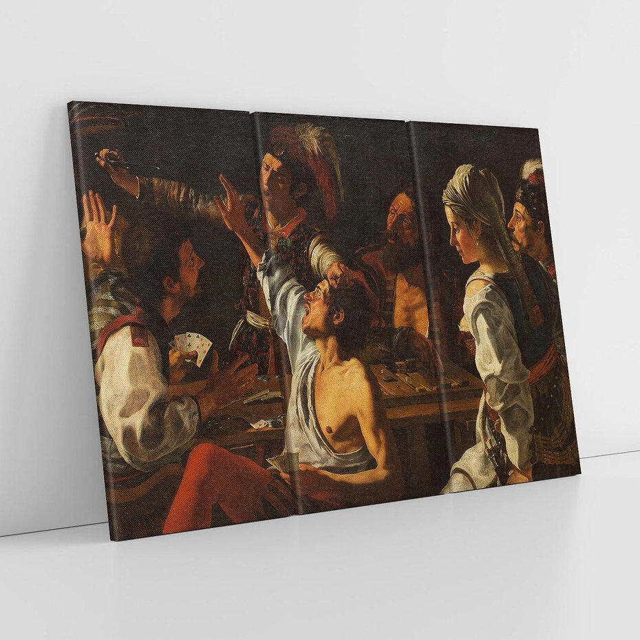 Obraz na płótnie 120x80 - Card and Backgammon Players (ok. 1595), Caravaggio - reprodukcja, obraz na płótnie