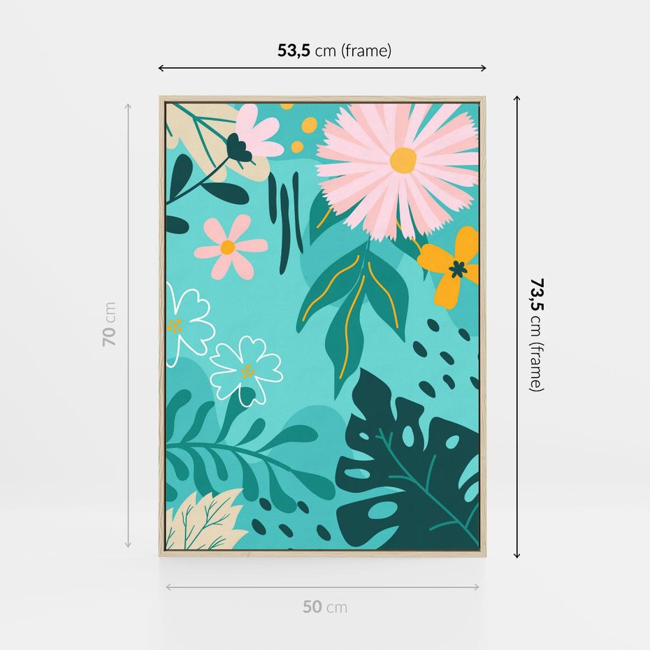 Obraz w ramie 50x70 - Kwiatowe Wibracje - pastelowa kompozycja, kwiaty - rama drewno