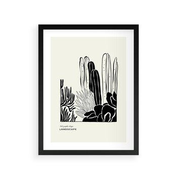Plakat w ramie 40x50 - Boho Oaza - kaktusy, rośliny - rama czarna