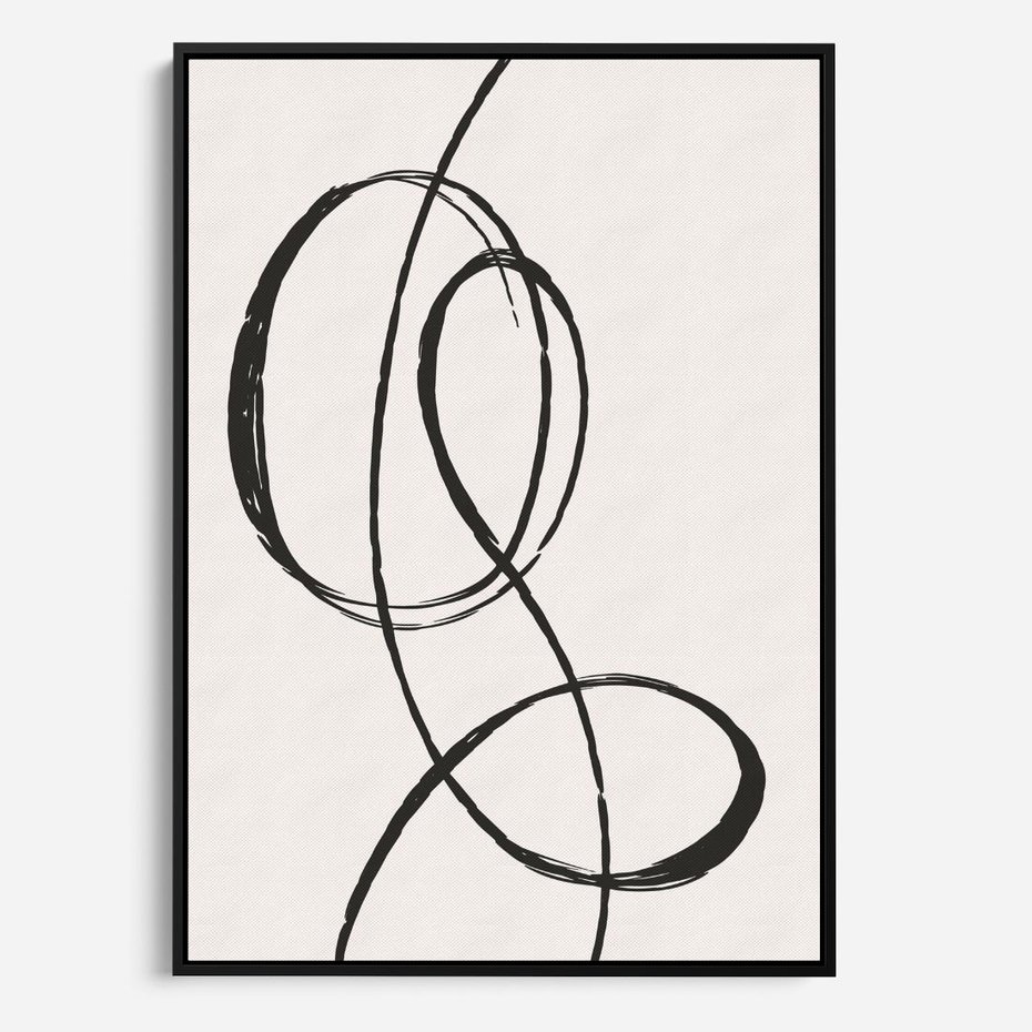 Obraz w ramie 50x70 - Zaklęte Linie - abstrakcyjne szkicowane linie, minimalizm - rama czarna