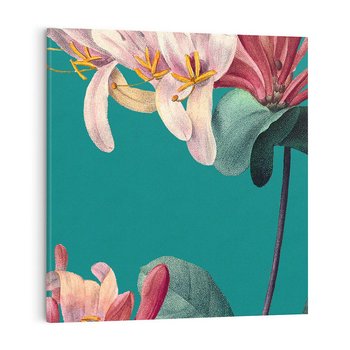 Obraz na płótnie 70x70 - Pejzaż zapomnianych uczuć - grafika w stylu vintage, wielkoformatowe kwiaty