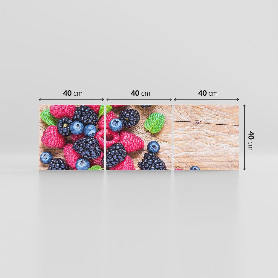 Obraz na płótnie 120x40 - Smak malin i borówek - owoce, leśne