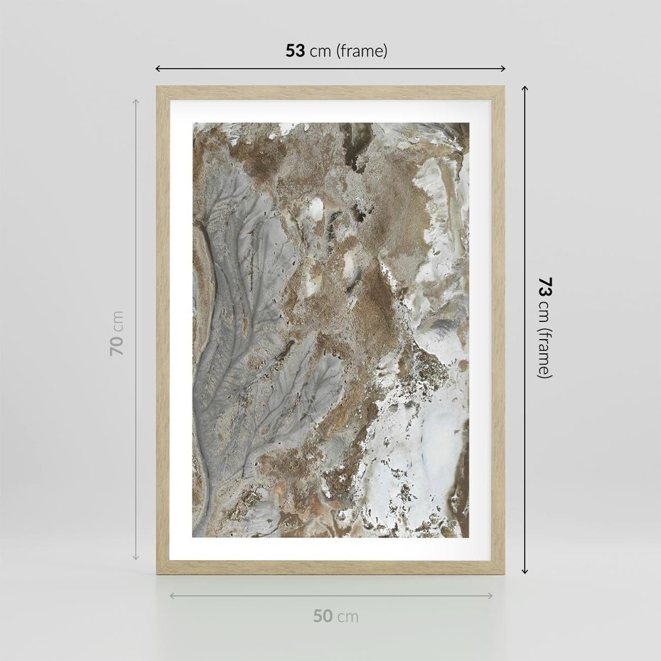 Plakat w ramie 50x70 - Spokój w Beżu - zdjęcie, naturalna tekstura - rama drewno