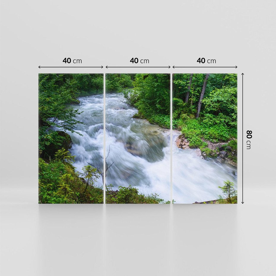 Obraz na płótnie 120x80 - Magia lasu nad rzeką - wodospad, rzeka