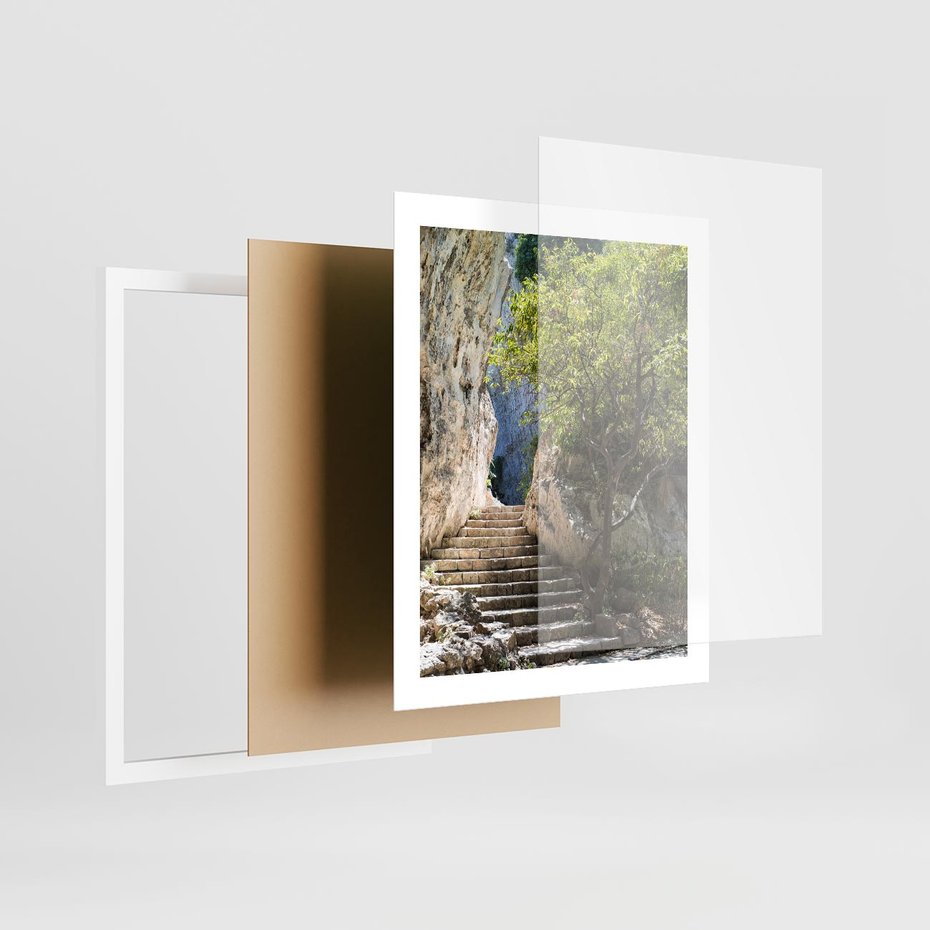 Plakat w ramie 40x50 - Krok po kroku do celu - schody, perspektywa - rama biała
