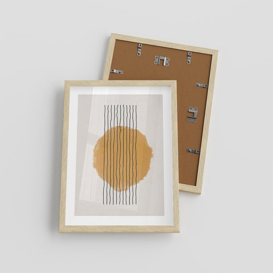 Plakat w ramie 30x40 - Taniec Emocji - abstrakcyjne akwarelowe plamy, nieregularne kreski - rama drewno