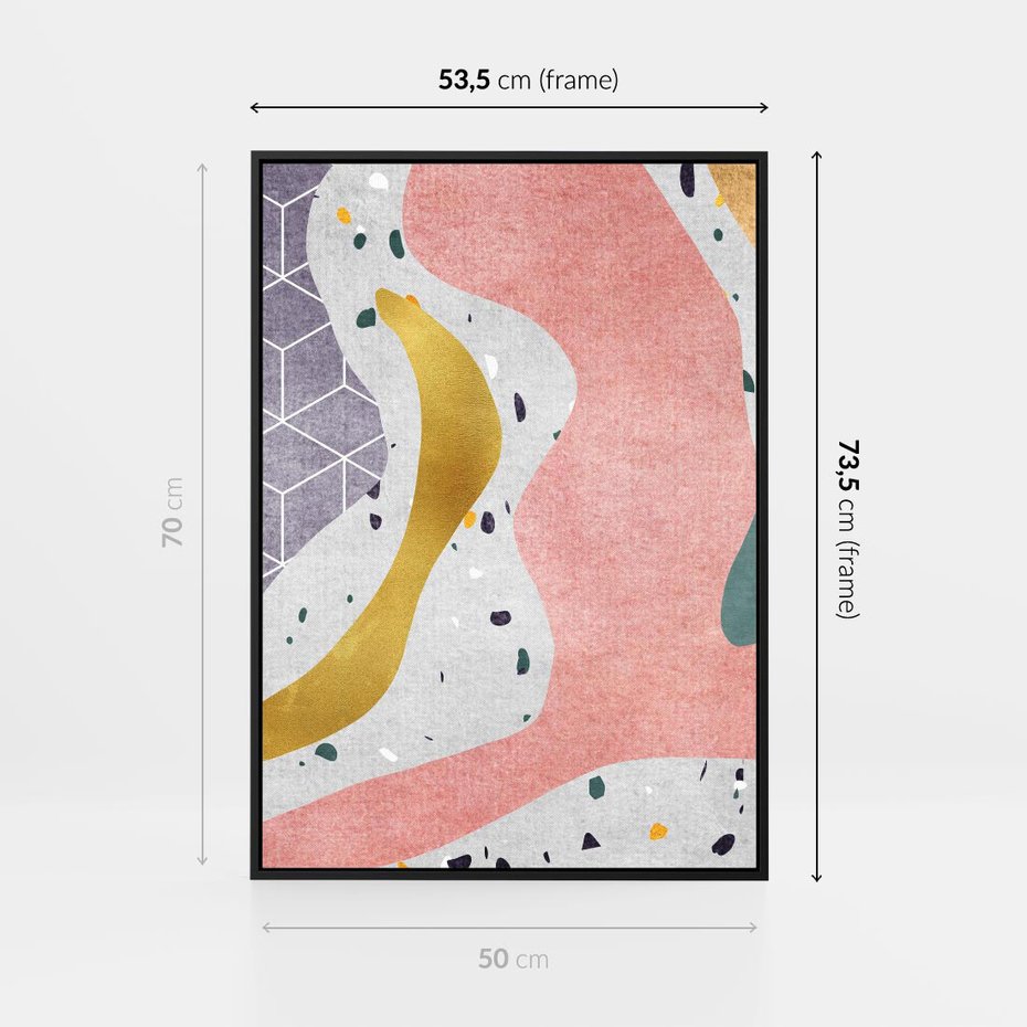 Obraz w ramie 50x70 - Eklektyczny Mix - kolaż, pastelowe abstrakcyjne plamy - rama czarna