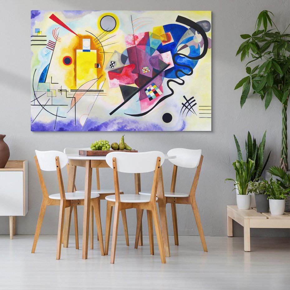 Obraz na płótnie 120x80 - "Żółty-Czerwony-Niebieski" Wassily Kandinsky - Reprodukcja - reprodukcja, obraz na płótnie