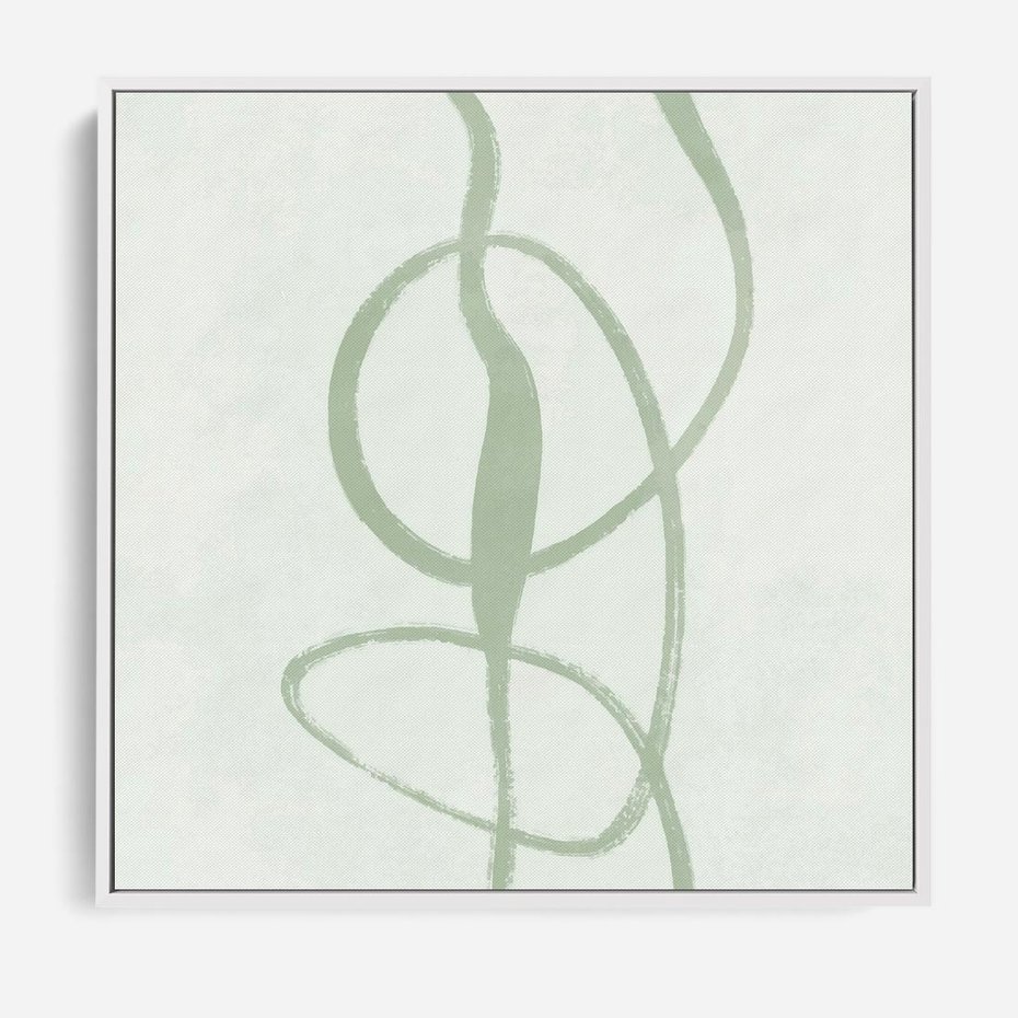 Obraz w ramie 50x50 - Zieleń Wewnętrznej Harmonii - zielona abstrakcja, zgaszona zieleń - rama biała