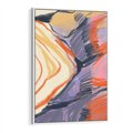 Obraz w ramie 50x70 - Pokreślony Świat - abstrakcyjne formy, odcienie pomarańczu i fioletu - rama biała