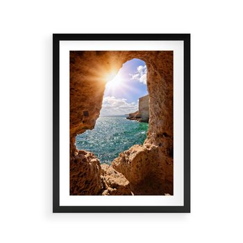 Plakat w ramie 50x70 - Potęga Natury - morze, klify - rama czarna