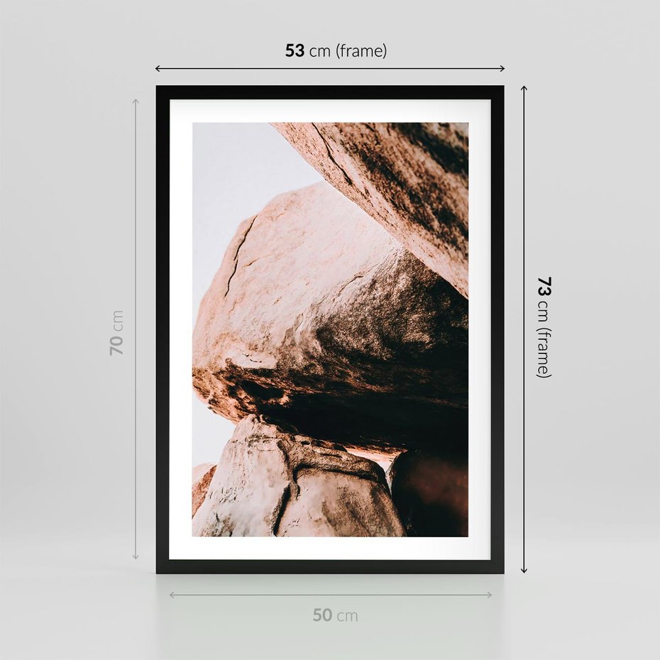 Plakat w ramie 50x70 - Tekstura Brązu - skały, głazy - rama czarna