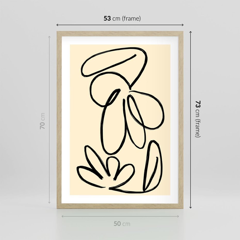 Plakat w ramie 50x70 - Złamane Granice - abstrakcyjna sztuka, przypominająca kwiat - rama drewno