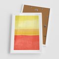 Plakat w ramie 50x70 - Rozmyte Odbicia - kolorowe akwarelowe pasy, odcienie żółci i czerwieni - rama biała
