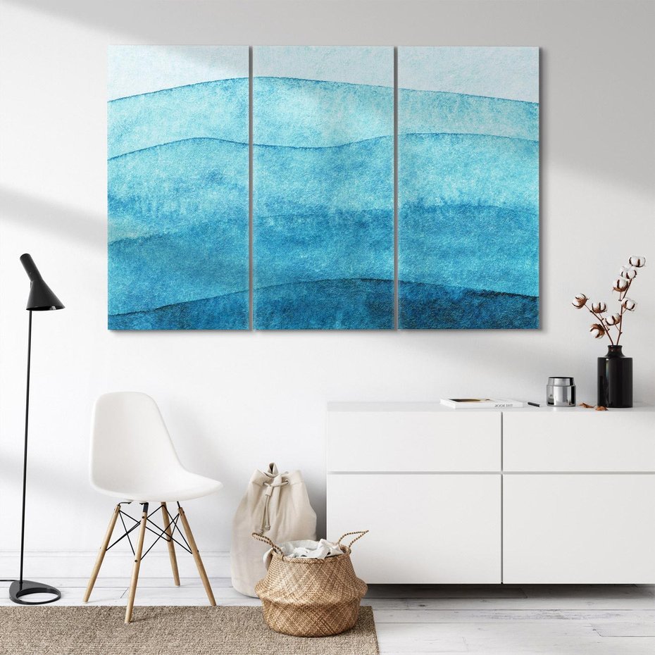 Obraz na płótnie 120x80 - Kolorowe fale akwareli - akwarela, fale